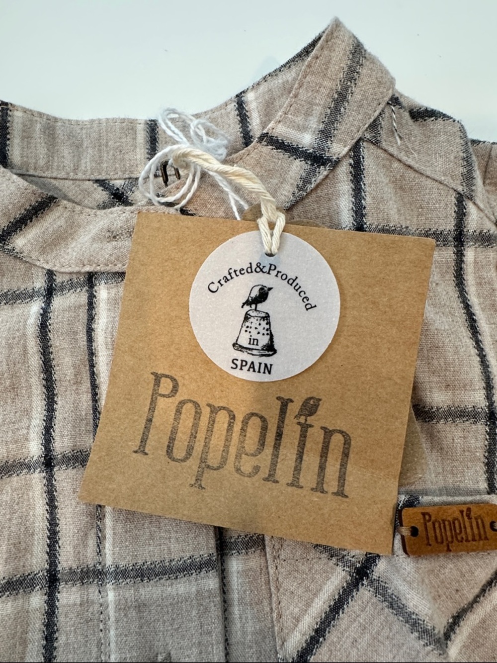 Popelin Organic Cotton Plaid Button Romper - Picture 2 of 3